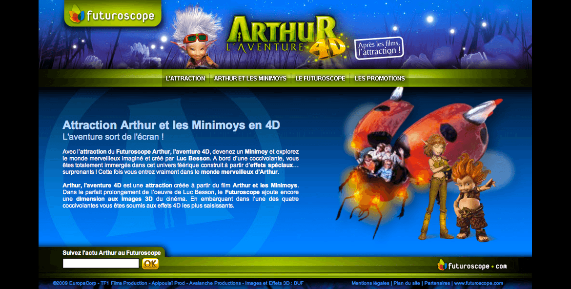 L’attraction « Arthur l’Aventure 4D » du Futuroscope reconnue comme la meilleure attraction au monde en 2011.