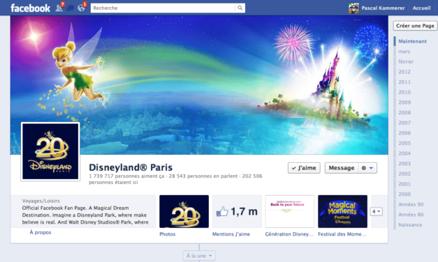 Après le Parc Astérix, Disneyland Paris et le Futuroscope passent au format Timeline de Facebook.