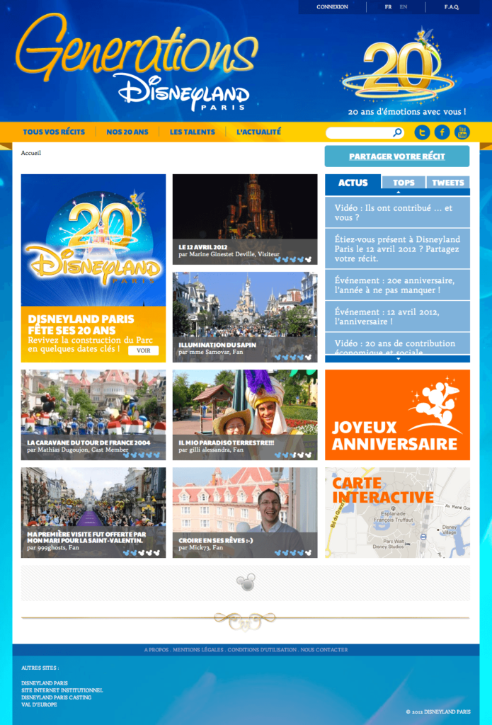 Disneyland Paris Generations - Accueil
