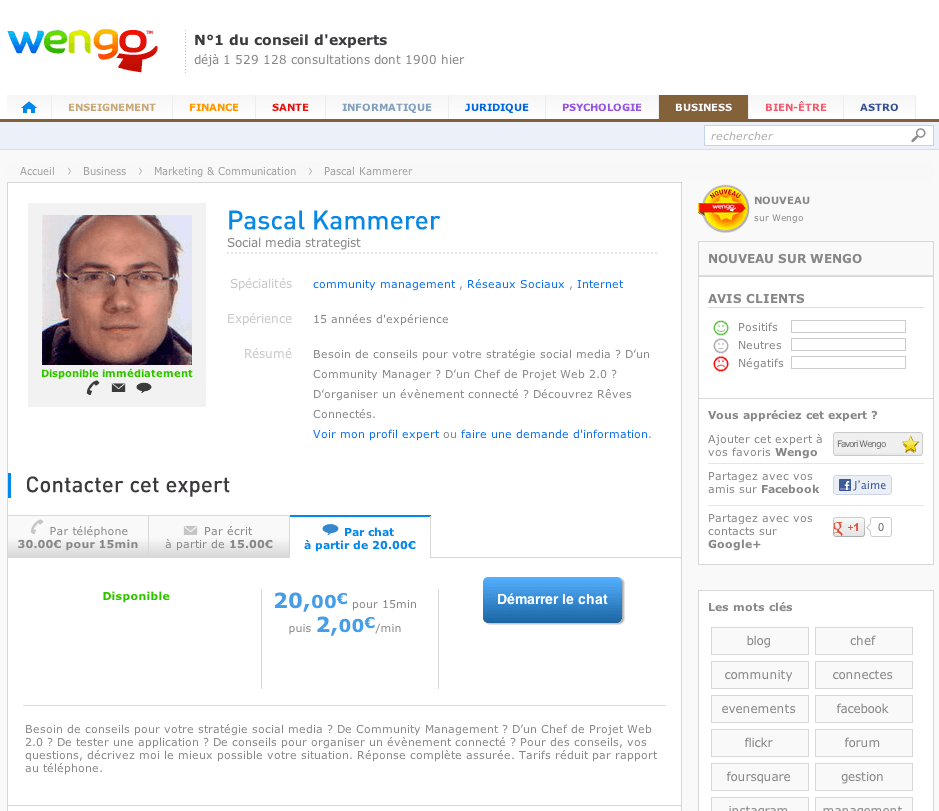 Wengo - Pascal Kammerer - Expert Social Media Management