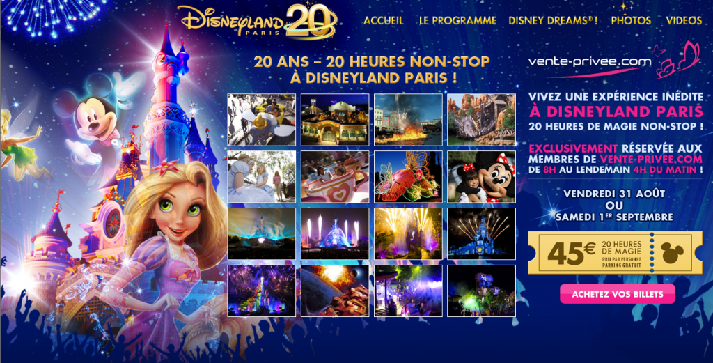 Vente Privée Disneyland Paris 20 ans 20 heures - 2