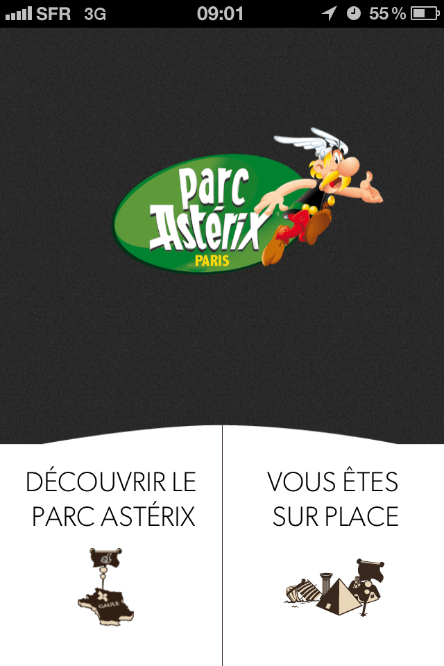 Parc Astérix - Application iPhone - Accueil