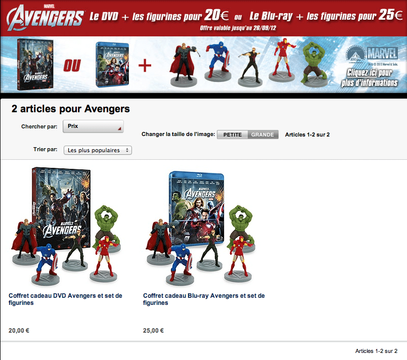 Pack Avengers et Figurines sur Disney Store