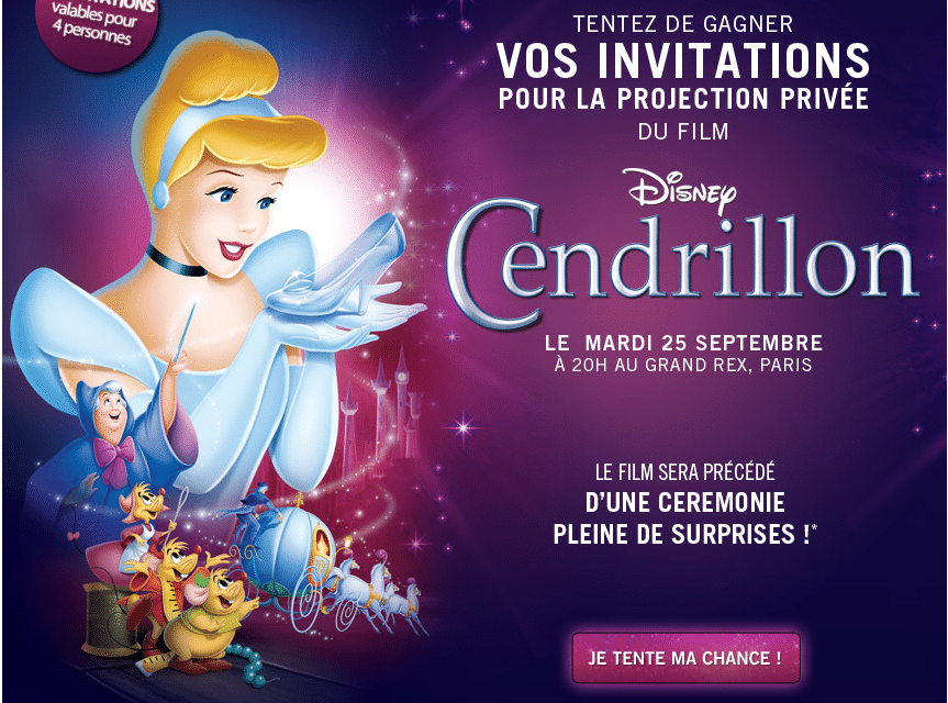 Disney Privilèges et Le Grand Rex révèlent une projection du classique Cendrillon le 25 Septembre 2012.