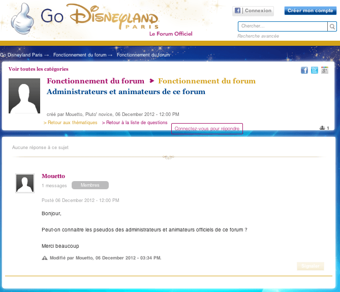 Go Disneyland - Fonctionnement du forum - Question modérateurs