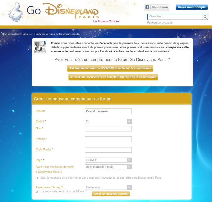 Go Disneyland - Inscription Facebook - Créer un compte