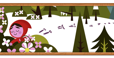 Google fête les contes des frères Grimm avec un Doodle dédié au Petit Chaperon Rouge.