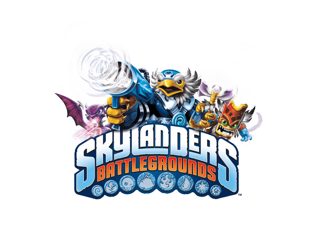 Skylanders Battlegrounds logo with characters