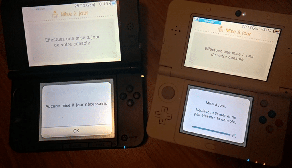 Le rituel des mises à jour (avant synchronisation) sur Nintendo 3DS XL et New Nintendo 3DS